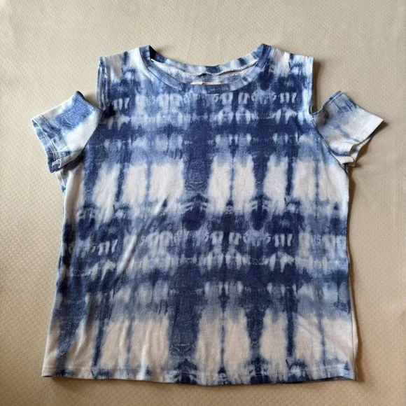 Hollister Blue and White Tie-Dye Short Sleeve Tees - Picture 1 of 5